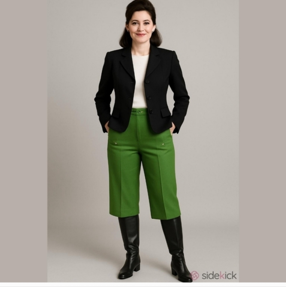 Vintage Kelly Green Saragango Collection  Coutour  Dress Gaucho  Pants - Picture 11 of 11